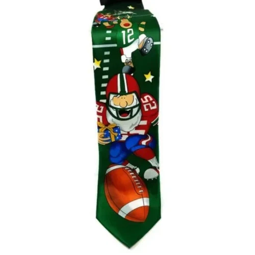 Tie Tales "Red Santa Football" Christmas Tie