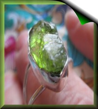 Large Rugged PERIDOT Gemstone Ring 925 Sterling Silver Size 9