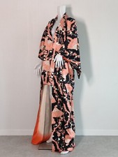 Kimono Robe / Japanese Brilliant Floral Patterned Silk Vintage Kimono 0610250101