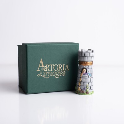 Artoria Limoges Porcelain Trinket Box Rapunzel's Tower Babys First curl New