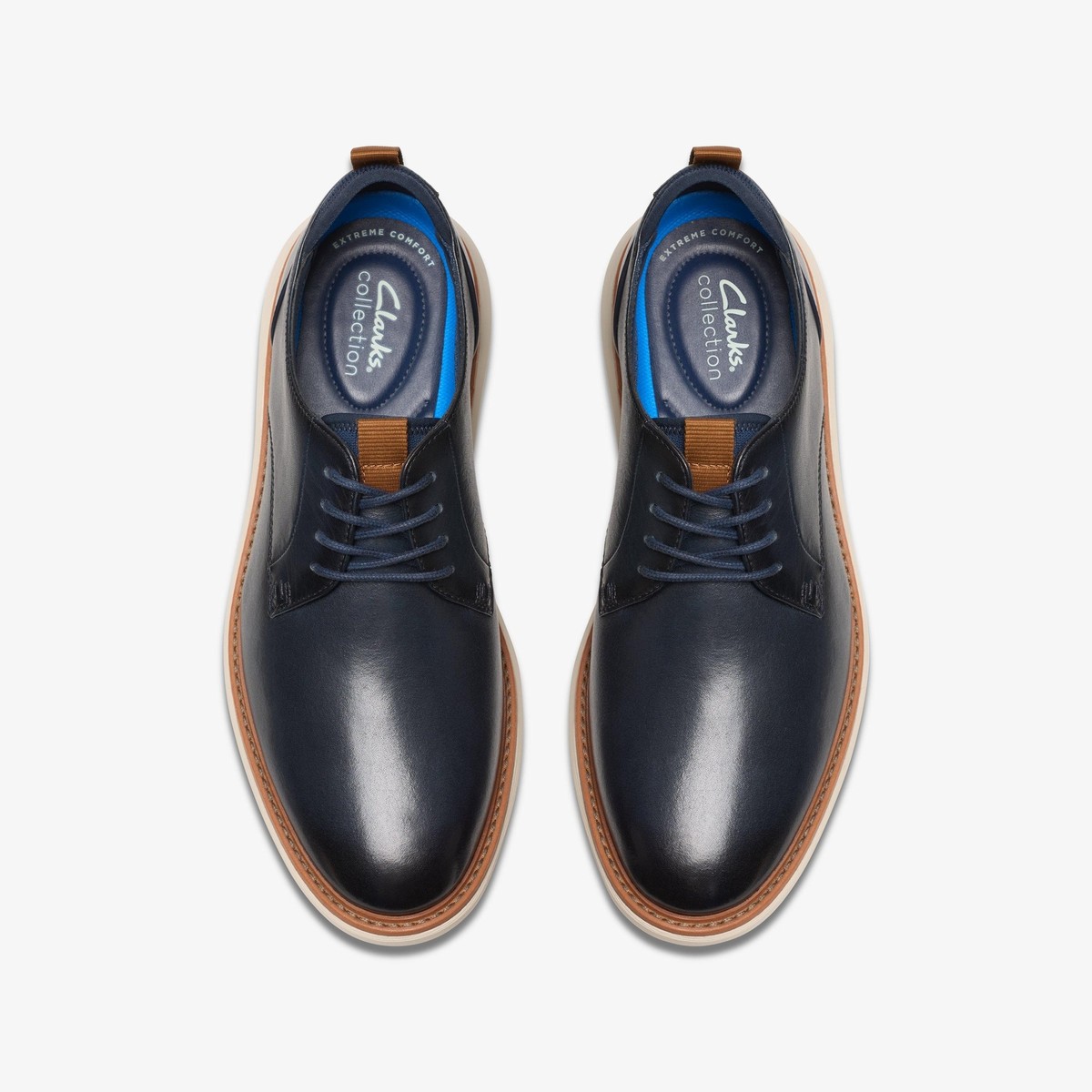 NEW NO BOX - SIZE 8 WIDE Clarks Men\'s Brantin Plain Navy Leather 26179385‎ Shoes Golden Boot Clarks Shoes Recycling Clarks Men main image 4
