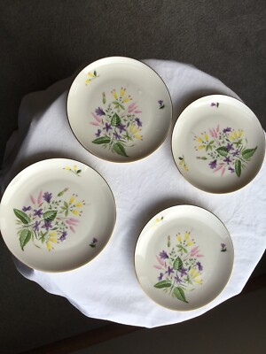 Set Of 4 PICKARD China APRIL 1103 pttrn Bread PLATE trim wear 6 1/4''