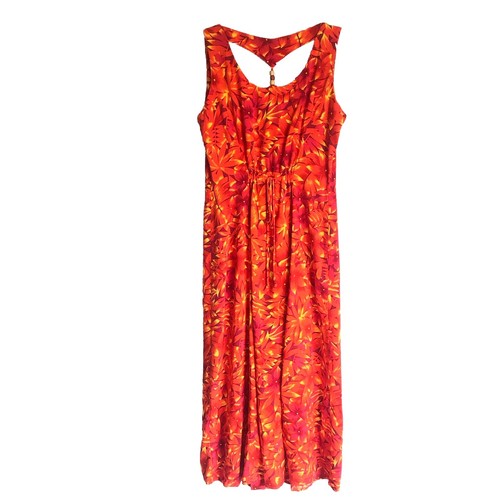 Vintage Scarlett Sz 10 Sleeveless Floral Button Down Dress Cutout Beaded Orange - Picture 4 of 14