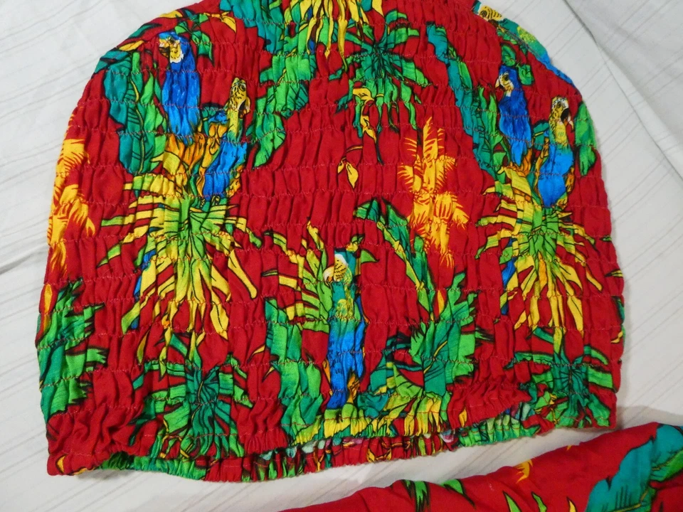 Vintage Fun-Wear Red Hawaiian Tank and Skirt Tropical Palm Trees Teen/Woman T1 - Image 3 of 4