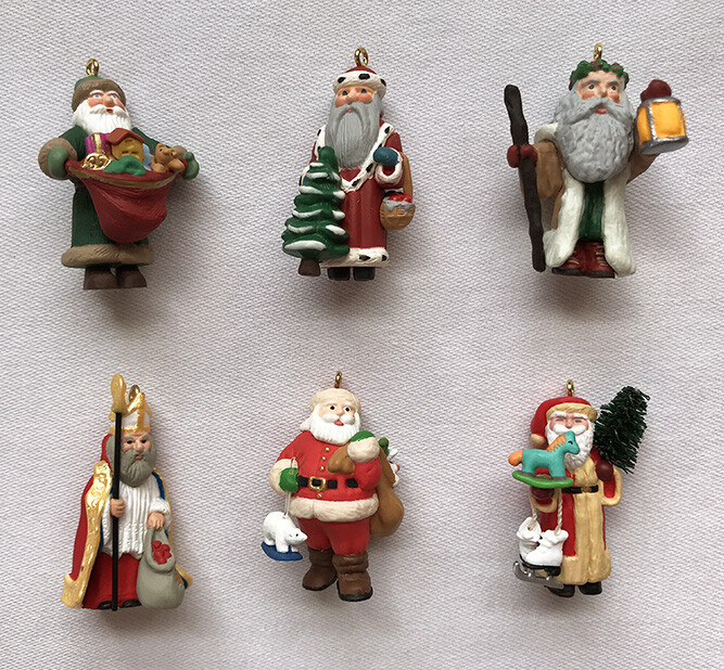 6 Centuries of Santa Hallmark Miniature Ornaments Complete