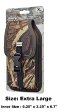 XL Vertical Leaf Camouflage Rugged Nylon Pouch w/ Metal Belt Clip + Extra Clip