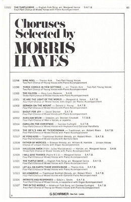 THE TURTLE DOVE SATB SHEET 4-PART CHORUS OF MIXED VOICES AND PIANO ACCOMPANIMENT