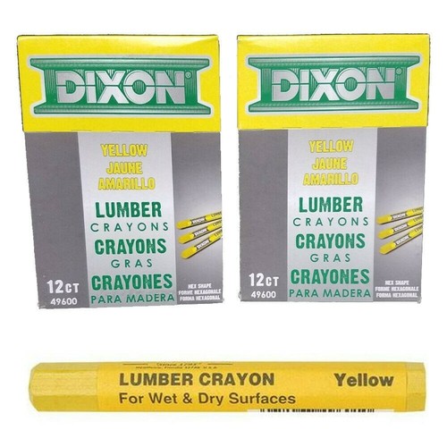 Dixon Two Dozen (24) Yellow Lumber Crayons (Keel) 49600 with Priority