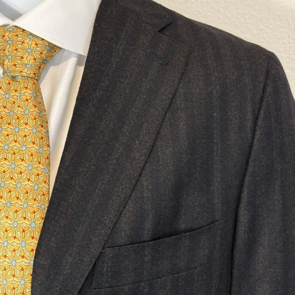 Blazer Abrigo Deportivo Isaia Marrón Oscuro y Negro Rayas Lana 50 IT 40 EE. UU. Foto 4 de 4