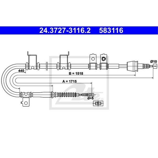 ATE Handbremsseil Bremsseil Hinten Links Passend FüR Hyundai I30 Kombi-image