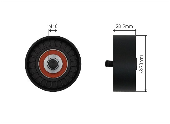 CAFFARO 500075 Deflection/Guide Pulley, V-ribbed belt for CHRYSLER