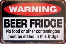 Warning Beer Fridge Durable Funny Bar Tin Metal Signs Home D cor 8x12