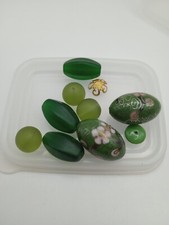 Set of 9 Green Beads 2 Cloisonne Ready to Assemble Jewelry Making