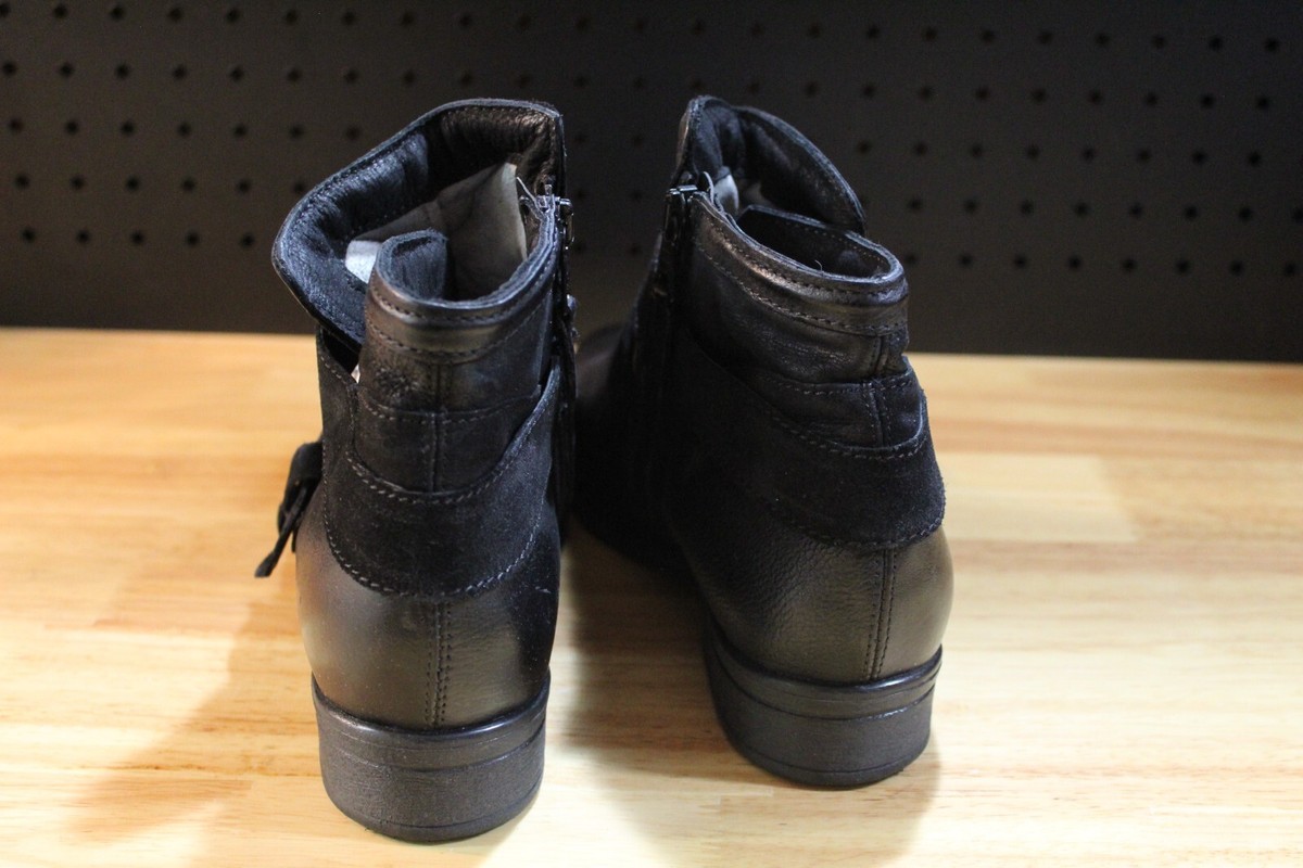 Miz Mooz Spencer Leather Zip Up Ankle Boots-Black-8.5-9W-A393660
