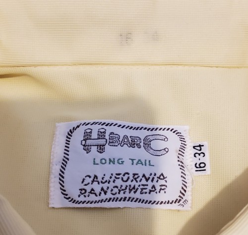 Vtg H BAR C California Long Tail Yellow Embroidered Pearl Snap Western Shirt 16 - Picture 7 of 11