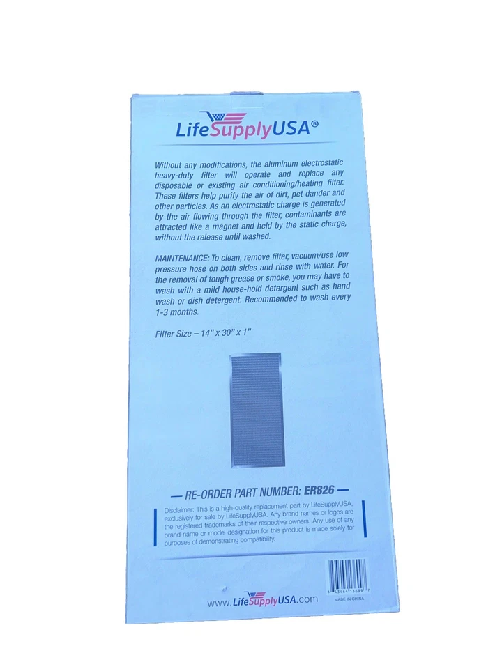 (14x30x1) Filtro de Aire Electrostático Aluminio Repuesto Lavable Reutilizable AC Foto 2 de 4