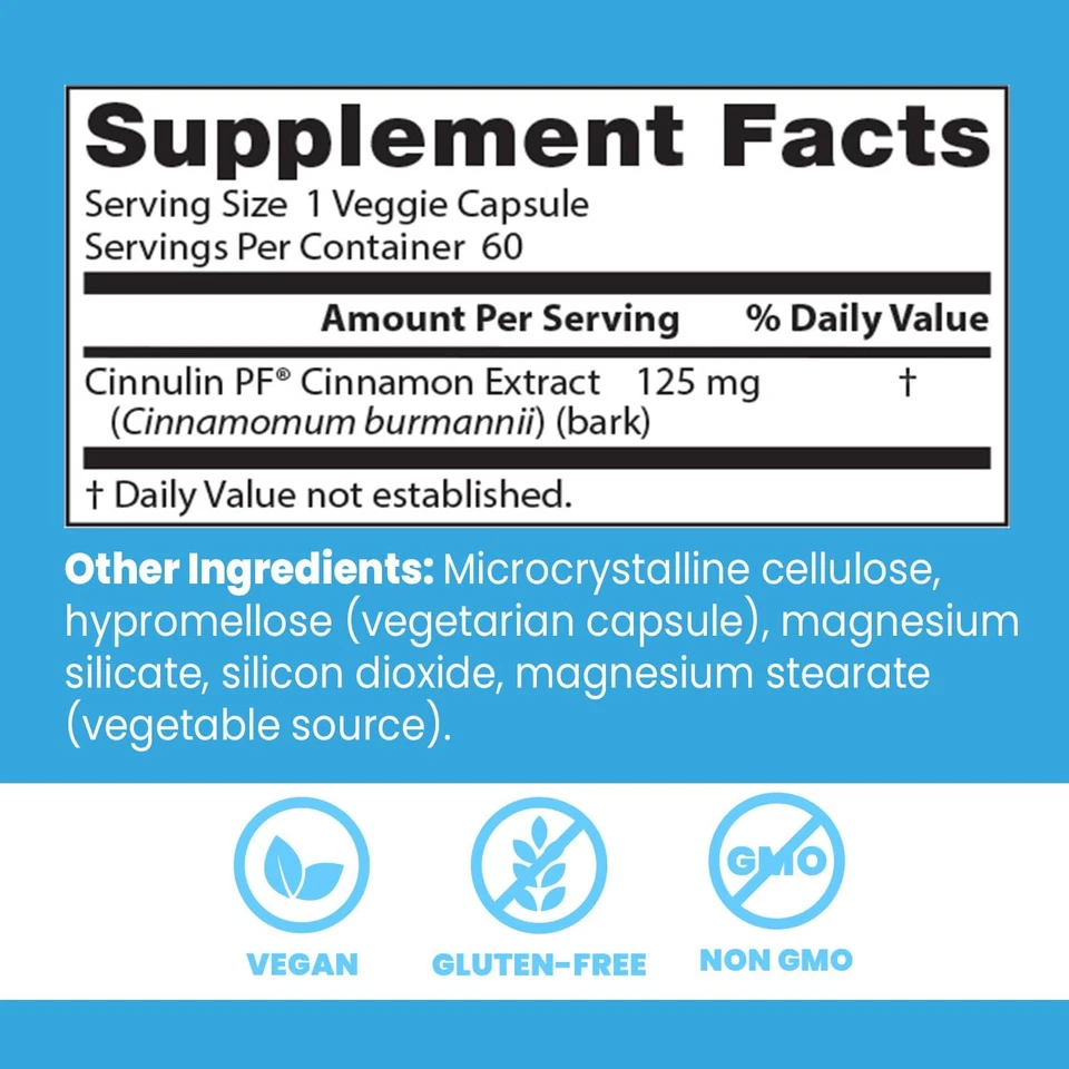Doctor's BEST Extracto de Canela con Cinulina PF, Balance Glucémico, 60 Cápsulas Foto 4 de 4