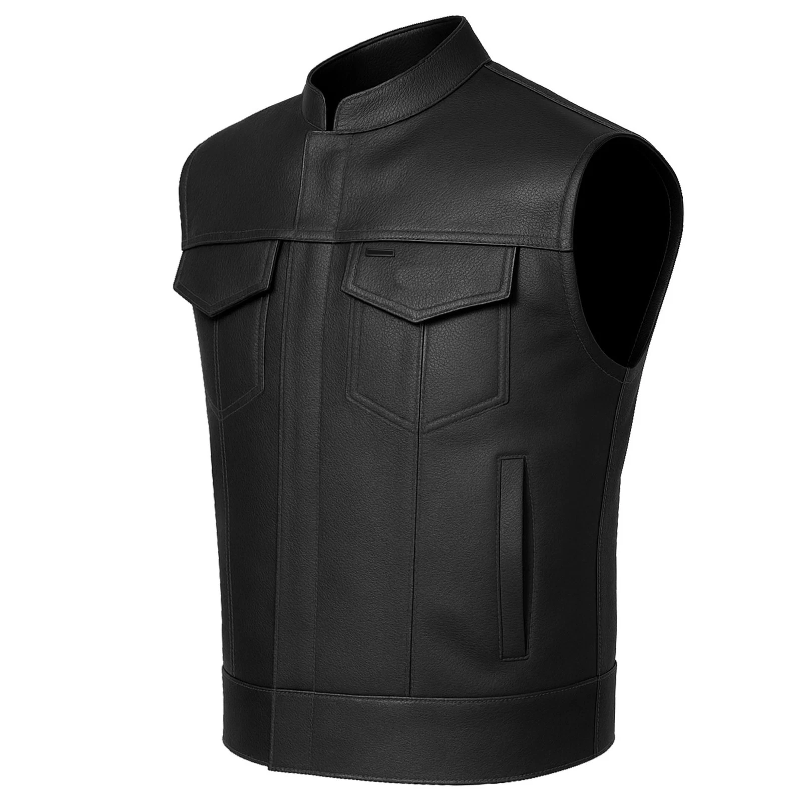 SOA Motorcycle Vest – Premium Buffalo Leather Club Style Biker Vest