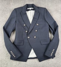 Veronica Beard Women's Blazer Size 0 Gray Double Breasted Dickey Jacket