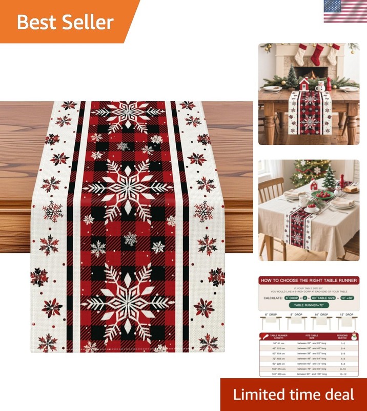 Snowflakes Christmas Table Runner Home Party Decor 13X72 Inch