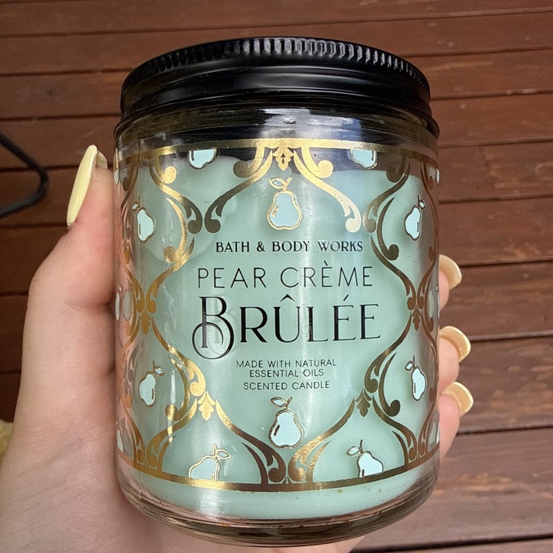 Bath & Body Works PEAR CREME BRULEE Scented 1-Wick Candle