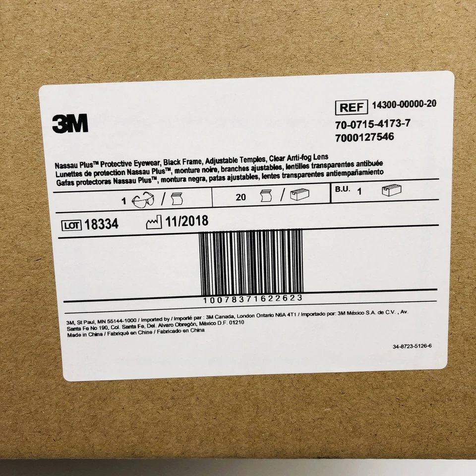 3M 14300-00000-20 Safety Glasses Nassau Plus Blk Frame Clear Anti Fog 20pr/Case - Image 2 of 4