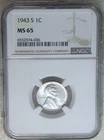 1943-S Lincoln Steel Cent NGC MS65 Bright Frosty Luster, PPQ New Holder #B236Z