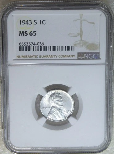 1943-S Lincoln Steel Cent NGC MS65 Bright Frosty Luster, PPQ New Holder #B236Z