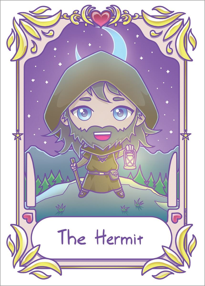 Laminated Deadly Tarot Kawaii - The Hermit Mini Poster