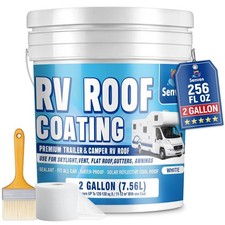 White RV Roof Waterproof Sealant 128 Fl Oz 1 Gallon Coating Repair Kit Fix Leaks