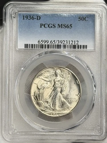 1936-D 50c Walking Liberty PCGS MS65 Silver Half Dollar Coin Denver Walker