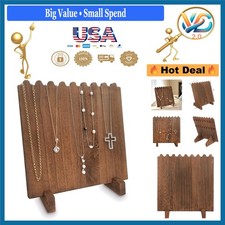 Brown Wooden Necklace Display Stand for 8 Necklaces Jewelry Organizer