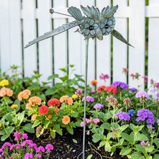 Wing Flapping Kinetic Metal Owl Yard Stake Wi...