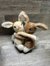 Vintage 1977 R Dakin Hugging Bunnies 9" Plush Toy. Beige and Brown Easter