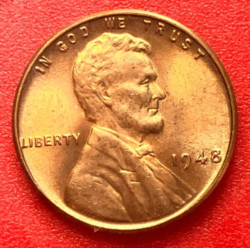 1948-P Lincoln Wheat Cent Penny GEM RED BU From an Original Bank Roll