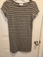 Women's Loft Knit Striped Dress with Cap Sleeves Size XS & 100% Cotton