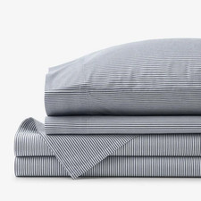 The Company Store Stripe and Plaids Cool Yarn-Dyed Cotton Percale Bed Sheet Set