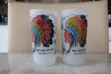 Vintage & RARE Pair of Devils Lake State Park Baraboo Wisconsin Frosted Glasses
