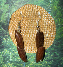 Handcrafted Brown Wood Dangle Earrings