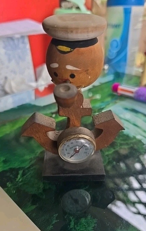 Vtg Anthropomorphic Kitchen Egg Sand Timer Kitsch Wood Hour Glass Sailor Japan