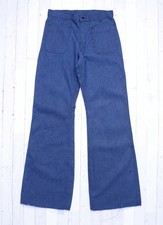 Vtg Unworn Navy Denim Type I Denim Utility Trousers Bell Bottoms Size 31R