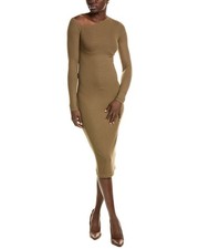 Enza Costa Angled Silk-Blend Midi Dress Women's Green L