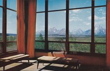 View from Jackson Lake Lodge Grand Teton National Park Wyoming Postcard 1950's