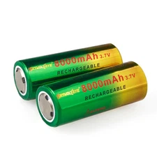 2pcs Skywolfeye 26650 Battery 3.7V Li-ion 8000MAH Rechargeable Batteries Cell
