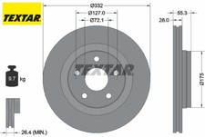 2x Bremsscheibe TEXTAR 92278803 2 Bremsscheiben Vorderachse Vorne für Jeep