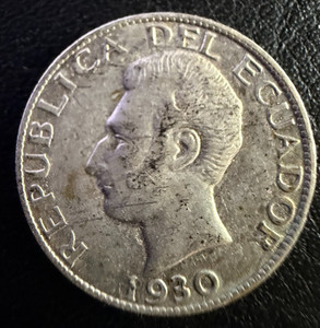 1930 Ecuador Silver 50 Centavos Coin Key Date Phila USA Mint Antonio Sucre Rare