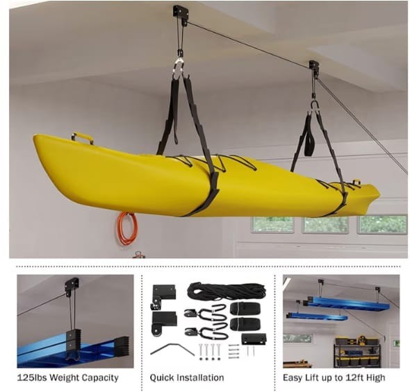 Storage Hoists Overhead Pulley Hoist System 125lb Capacity We Ship Oversea