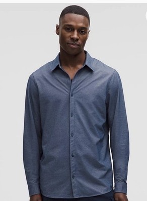Men s Lululemon Blue Commission Button Down Long Sleeve Shirt Size Large