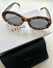 CELINE Sunglasses Triomphe 01 CL40194U Oval Round Tortoise Frame/ Gray Lens