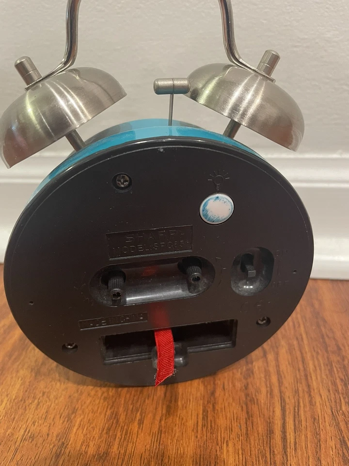 Sharp Twin Bell будильник кварц синий Aqua бирюзовый громкий сигнализации SPC851 проверен - Изображение 3 из 4